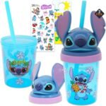 Stitch Travel Cup Set - Lilo & Stitch 13oz Drinking Cup Bundle of 2 BPA-Free Bottles with Lid & Straw & Stickers | Disney Toddler School Supplies - Image 2