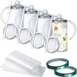Sublimation Sippy Cup Blank with Handle, 12oz Stainless Steel Sippy Cups, Kids Cups with Straws and Lids Spill Proof Double Wall Vacuum Cup for Children(4 Pack) - Image 2