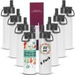 Sublimation Sports Water Bottle blanks, 22 Oz Sublimation Tumblers, Double Wall Stainless Steel Sports Water Bottle Flask with Portable Handle, Individually Boxed (8 Pack) - Image 2