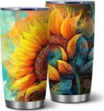 Sunflowers Gifts for Women,20 Oz Colorful Sunflower Insulated Stainless Steel Iced Coffee Tumbler,Funny Travel Mug Cup Water Bottle,Customized Gifts For Mom, Grandma, Boss Lady, Her Tumbler,1 Pcs - Image 2