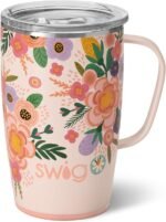 Swig Life 18oz Travel Mug, Insulated Tumbler with Handle and Lid, Cup Holder Friendly, Dishwasher Safe, Stainless Steel, Floral Mug, Flower Tumbler, Mothers Day Gifts for Mom (Full Bloom) - Image 2