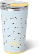 Swig Life 24oz Party Cup, Stackable Insulated Travel Coffee Tumbler with EZ Slider Lid, Cup Holder Friendly, Stainless Steel 24 oz Tumbler, Reusable Coffee Mug (Busy Bee) - Image 2