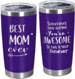 TEEZWONDER Mom Birthday Gifts from Daughter Son - Best Mom Ever 20 oz Stainless Steel Insulated Coffee Tumbler with Lid - Mothers Day Birthday Gifts for Moms, Mama Gift for Mother in Law Stepmom - Image 2