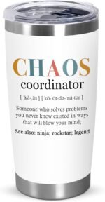 TEEZWONDER Thank You Gifts for Women - Chaos Coordinator 20 oz Stainless Steel Insulated Tumbler with Lid - Galentine Valentine Gifts for Friend, Employee Appreciation Gifts for Coworker Boss Teacher - Image 2