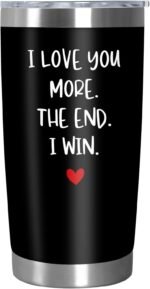 TEEZWONDER Valentines Day Gifts for Him Men - I Win Black Stainless Steel Insulated Coffee Tumbler with Lid 20 oz - Anniversary Birthday Couple Gifts for Him Husband Boyfriend, Tumbler for Men - Image 2