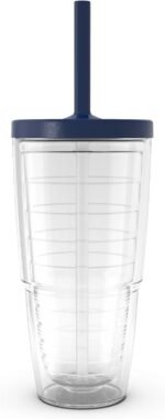 Tervis Clear & Colorful Made in USA Double Walled Insulated Tumbler Travel Cup Keeps Drinks Cold & Hot, 24oz, Navy Straw Lid - Image 2