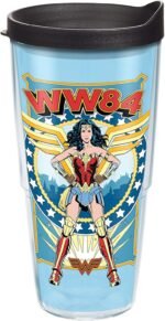 Tervis DC Comics Wonder Woman Retro Made in USA Double Walled Insulated Tumbler Travel Cup Keeps Drinks Cold & Hot, 24oz, Classic - Image 2