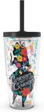 Tervis Disney - Alice In Wonderland - Curiouser Made in USA Double Walled Insulated Tumbler Travel Cup Keeps Drinks Cold & Hot, 24oz with Straw Lid, Classic - Image 2