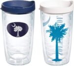 Tervis South Carolina Flag Made in USA Double Walled Insulated Tumbler Travel Cup Keeps Drinks Cold & Hot, 16oz 2pk, Navy and White - Image 2