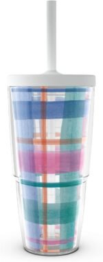 Tervis Spring Gingham Made in USA Double Walled Insulated Tumbler Travel Cup Keeps Drinks Cold & Hot, 24oz with Straw Lid, Classic - Image 2