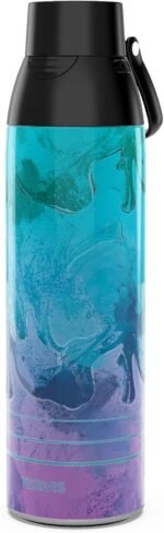 Tervis Venture Water Bottle Aurora Wave Triple Insulated Tumbler Travel Cup Keeps Drinks Cold & Hot, 26oz, Stainless Steel - Image 2
