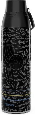Tervis Venture Water Bottle Pickleball Court Talk Triple Insulated Tumbler Travel Cup Keeps Drinks Cold & Hot, 26oz, Stainless Steel - Image 2