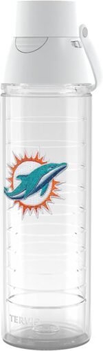 Tervis Venture® Lite Tritan 24oz Water Bottle with 2-in-1 VersaLid® | NFL® Miami Dolphins - Embroidered Emblem | Made in America, Leakproof, Double-Wall Vacuum Insulated, Keeps Drinks Cold - Image 2