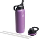 ThermoFlask 40 oz Double Wall Vacuum Insulated Stainless Steel Water Bottle - Reusable with Leakproof Chug & Straw Lids - Keeps Drinks Cold 24 hr/Hot 12 hr - Easy Maintenance - Gym/On-the-Go, Plum - Image 2