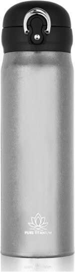 Titanium Water Bottle Wide Mouthed Cup - Double wall Vacuum Insulation, Lightweight and Durable, Perfect for Coffee, Tea, Water, Indoor & Outdoor, Silver - 15.6 oz - Image 2