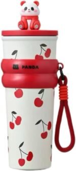 Travel Tumbler 24 oz Stainless Steel Tumbler with Lid and Straw, Insulated Water Bottle Leak Proof for Hot and Cold, Portable Travel Coffee Mug, Reusable Coffee Cup Office Home（Red Cherry） - Image 2