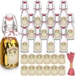 Uiifan 12 pcs 4 oz Swing Top Clear Square Glass Bottles For Vanilla Extract with Caps and Cotton Twines Label Flip Top Glass Beer Bottle for Home Vanilla Brew Oil Vinaigrettes Beer Tea Supply - Image 2