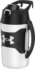 Under Armour Half Gallon Water Bottle Insulated, 64oz Insulated Water Bottle with Handle, Fence Hook, Leak Resistant, for Baseball, Football & More, White/Black - Image 2