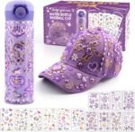 Valentines Day Gifts for Kids 4 5 6 7 8 9 10 12 Years Old-Decorate Your Own Water Bottle Baseball Cap with Stickers, Birthday Easter Gifts for Girls, DIY Arts & Crafts, School Supplies for Teen Girls - Image 2