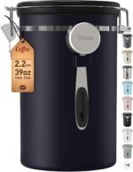 Veken Coffee Canister, 39OZ Large Christmas Coffee Lovers Gift Basket Set,Airtight Stainless Steel Food Storage Kitchen Container Gifts for 2.2lbs Beans, Ground, Sugar, Tea, Flour, Cereal,Scoop,Black - Image 2