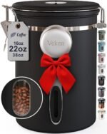 Veken Coffee Canister with Window,Airtight Stainless Steel Pantry Container,Home Kitchen Food Storage Organizers for Ground,Beans,Espresso,Rice,Tea,Sugar,Cereal, Decor,Bar Accessories,Gifts,22OZ,Black - Image 2