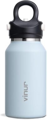 Vinur 9 oz Small Insulated Water Bottle with One-Hand Push Button Lid for Lunchbox Purse-Stainless Steel Leak Proof Water Bottle for Kids School Travel, Blue - Image 2