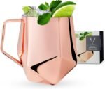 Viski Faceted Moscow Mule Mug, Copper Cocktail Glasses, Stainless Steel, Drinkware, Holds 18 oz - Image 2