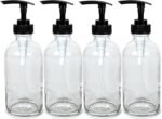 Vivaplex, 4, Large, 8 oz, Empty, Clear Glass Bottles with Black Lotion Pumps - Image 2