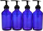 Vivaplex, 4, Large, 8 oz, Empty, Cobalt Blue Glass Bottles with Black Lotion Pumps - Image 2