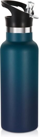 Volhoply 17oz Kids Insulated Water Bottle,Stainless Steel Water Bottles with Straw Lid,Reusable Metal Cups Water Bottle,Double Wall Vacuum Sports School Water Flask Keep Cold (Dark Night,1 Set) - Image 2