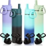 Volhoply 20oz Insulated Stainless Steel Water Bottle With Straw Lid Bulk 4 Pack,Kids Double Wall Vacuum Cups With Handle,Reusable Outdoor Sports Metal Bottles,Travel Flask Keep Cold(Assorted,4) - Image 2