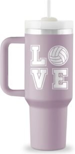 Volleyball Gifts for Teen Girls & Team - Volleyball Stuff - 40 oz Engraved Tumbler with Handle & Straw - Gifts for Volleyball Players, Volleyball Coach - Volleyball Tumbler - Image 2