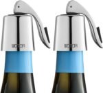 WOTOR Stainless Steel Wine Bottle Stoppers with Silicone - Reusable Wine Saver and Decorative Bottle Sealer, Leakproof, Keep Fresh, Silver, 2 Pack - Image 2