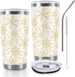 Whaline Christmas Snowflake Tumbler Stainless Steel Travel Tumbler with Lid Straw and Brush Xmas Winter Coffee Mug Cup for Holiday Birthday Gift - Image 2