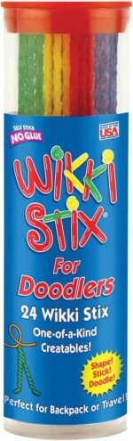 Wikki Stix for Doodlers - Kid's Travel Essential: Portable Creativity On-The-Go! Pack of 24 Wikki Stix in Neon and Primary Colors. Made in USA ! 3 & Up. - Image 2