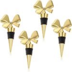 Wine Stopper Set,Bowknot Wine Bottle Stopper,4 Pack Decorative Removable Cute Bow Wine Bottle Stopper, Reusable Vacuum Bottle Corks with Silicone Seal for Halloween, Women, Gift, Holiday Party - Image 2