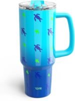 YOME 40 oz Sea Turtle Tumbler with Handle and Flip Straw for Women | Stainless Steel Insulated Water Bottle | Keeps Drinks Cold | Dishwasher Safe | Cupholder Friendly | Gift Gym Travel Yoga - Image 2