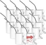 YOUKE OLA 16 Pack Sublimation Shot Glasses Tumblers Blanks Stainless Steel Double Wall Mini Tumbler with Keychain Cute Shot Glasses Set Bulk for Sublimation Oven Printing, White 3oz - Image 2