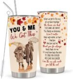 You & Me We Got This 20oz Stainless Steel Tumbler – Romantic Fall Leaves Couple Insulated Coffee Travel Mug, Love Gift for Husband Wife Anniversary - Image 2