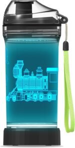 YuanDian Light Up Kids Water Bottle with 3D Train Design- 14 OZ Tritan BPA Free - Cool Drinking Cups Gift for School Kindergarten Boys and Girls Christmas Holiday - Image 2
