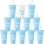 Yungyan 12 Pcs Bachelorette Cups for Party 24 oz Bridesmaid Cups with Lids and Straws Funny Bachelorette Party Supplies Bride to Be Tumbler Wedding Bachelorette Bag Fillers (Blue) - Image 2
