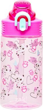 Zak Designs DreamWorks Gabby's Dollhouse Sage Water Bottle For School or Travel, 16oz Durable Plastic Water Bottle With Straw, Handle, and Leak-Proof, Pop-Up Spout Cover (Pandy Paws) - Image 2