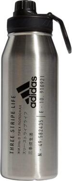 adidas 1 Liter (32 oz) Metal Water Bottle, Hot/Cold Double-Walled Insulated 18/8 Stainless Steel, Stainless Steel/Black, 32 Ounces - Image 2