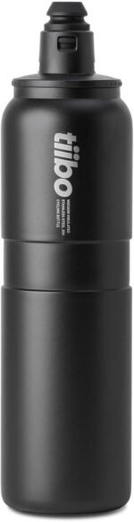 tiibo Vacuum Insulated Stainless Steel Bike Water Bottle, Double Wall, No-Squeeze, Fast Flow Sport Nozzle, Designed for Cycling, Biking, Fitness & Sports, Fits Most Bike Cages (Black, 23OZ) - Image 2