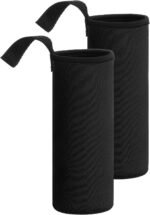 uxcell 2pcs Neoprene Water Bottle Sleeve, 18.5 oz Insulated Water Glass Bottles Carrier Bag Collapsible Drink Bottle Sleeve Cover Holder with Handle, Black - Image 2