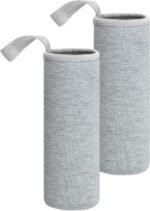uxcell 2pcs Neoprene Water Bottle Sleeve, 18.5 oz Insulated Water Glass Bottles Carrier Bag Collapsible Drink Bottle Sleeve Cover Holder with Handle, Gray - Image 2