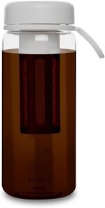 watchget Cold Brew Coffee Maker Travel Tumbler with Soft Silicone Handle Portable Iced Coffee & Tea Infuser with Airtight Lid Cold Brew Travel Cup 20oz/600ml White - Image 2
