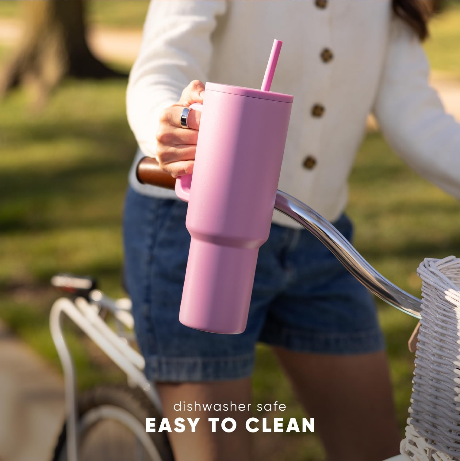 Simple Modern Tumbler with Handle and Straw | 40oz | Striped | Trek Tumbler, Travel Mug | Insulated Water Bottle, Cupholder Friendly, Stainless Steel Cup | Lovers Lane | Grocery Pickup & Delivery